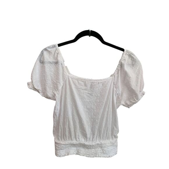 Juniors' Abound-Cottagecore-Puff Sleeve Boho Top-Cotton-White-Girls-S - Picture 1 of 6